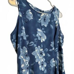 Vintage 90s  Romantic Blue Floral Print Summer Dress